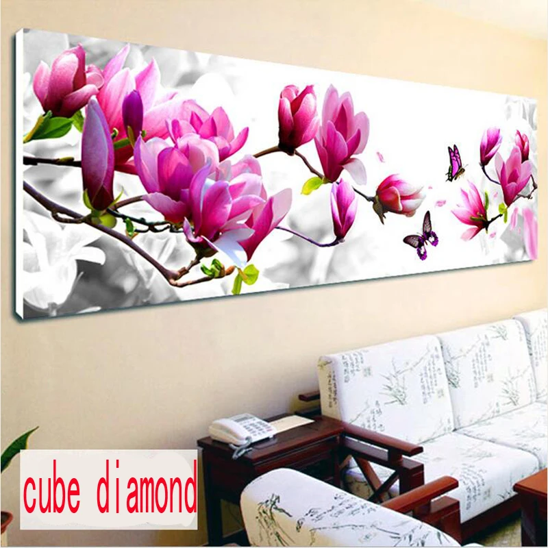 

New DIY 5D Mosaic Round Diamond Painting Cross Stitch Embroidery Home Decor Butterfly Magnolia Flower