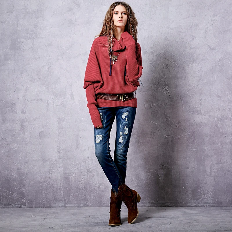 ARTKA осень 2018 г. и Новинка зимы Винтаж Красный теплая водолазка пуловеры для женщин