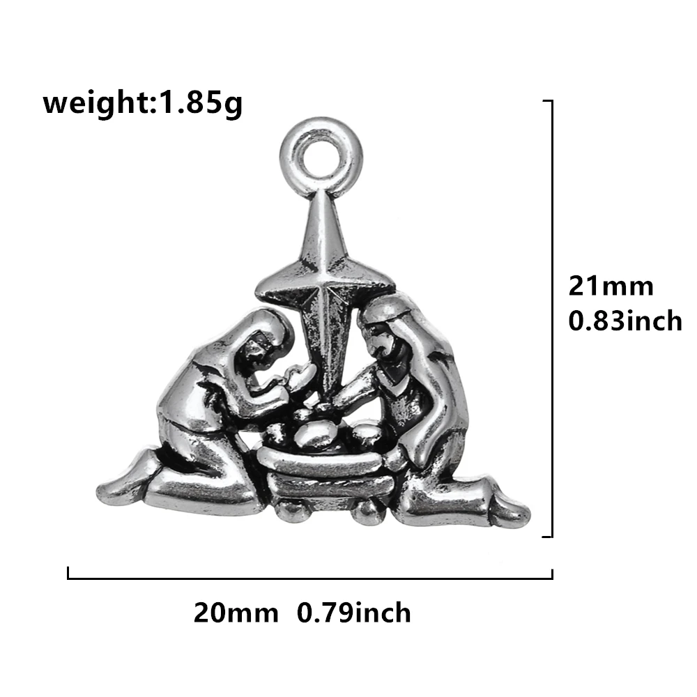 Моя форма 30 шт. diy цинковый сплав тибетский посеребренный Рождественский сцена религиозный Шарм Плавающие Подвески Медальоны для изготовления ювелирных изделий