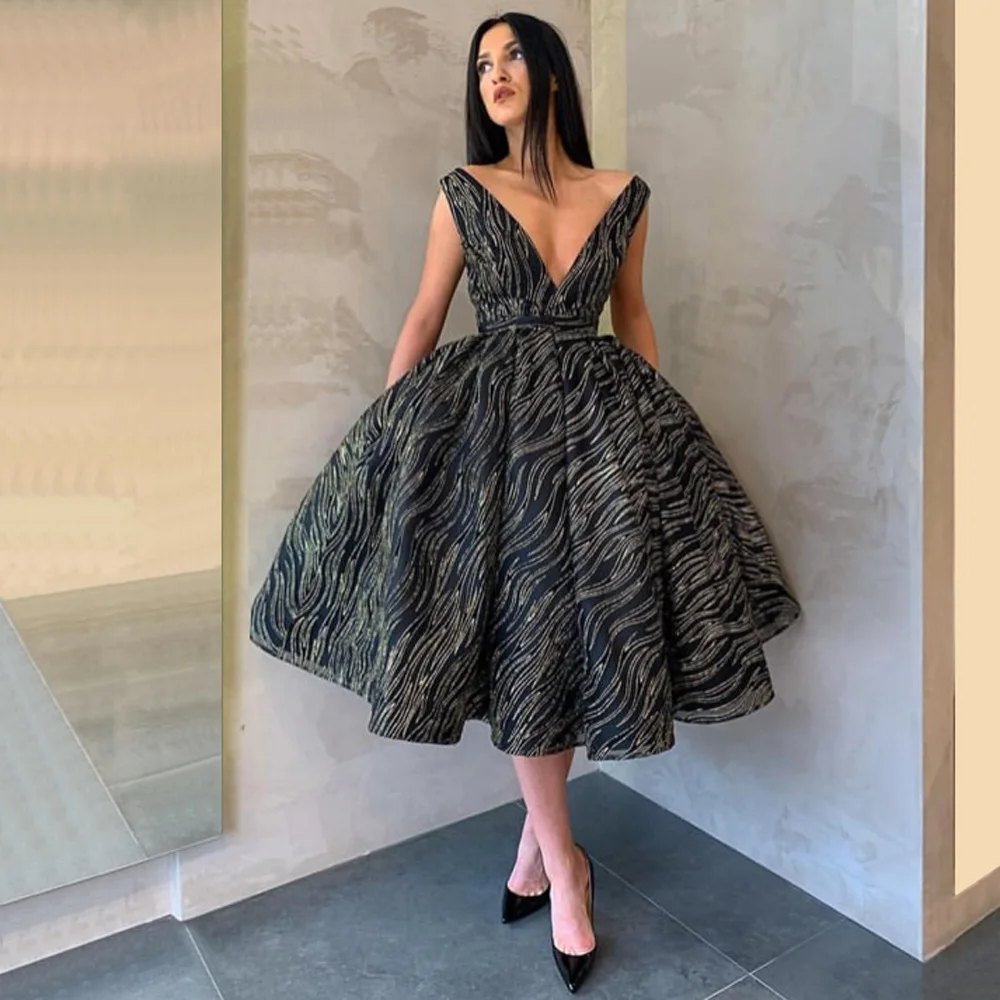 Современные коктейльные платья с глубоким v-образным вырезом бальное платье