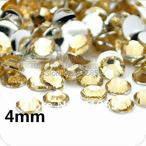 

Free shipping Hot selling Wholesale SS16 4mm 10000pcs/bag Champagne color Resin Flatback rhinestones ,nail art rhinestones