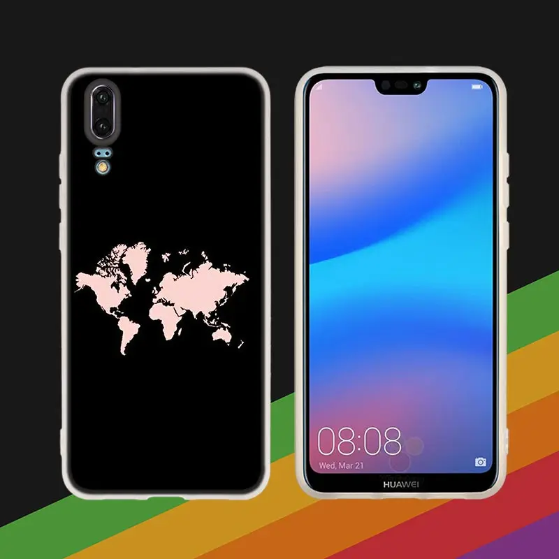 Мягкий силиконовый чехол для телефона, Карта мира для huawei P30 P20 P30Pro P10 P9 P8 Lite P samrt Plus - Цвет: flower Marble