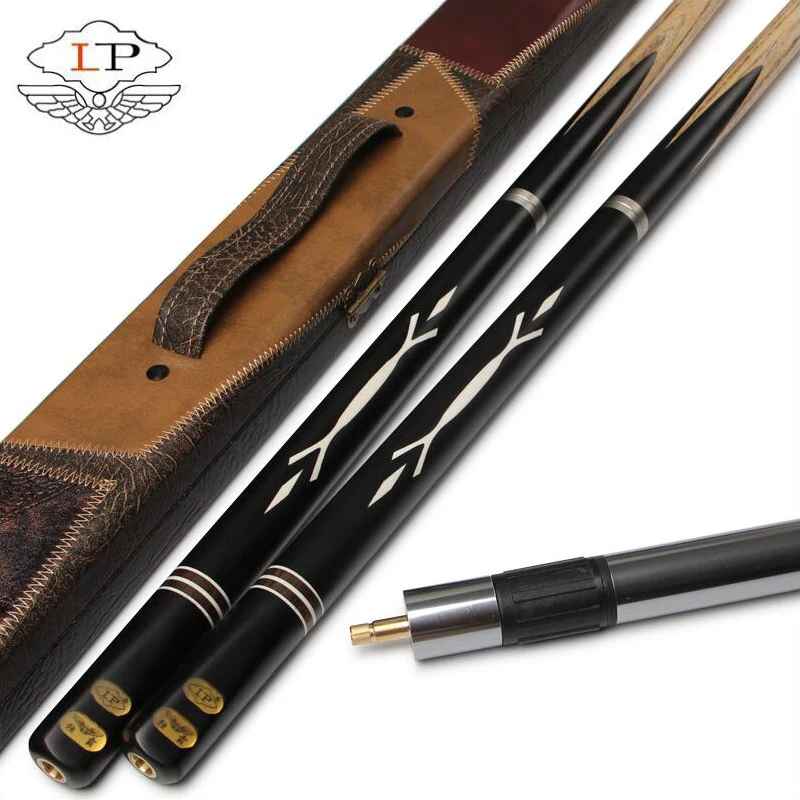 

LP Billiar Dominator Snooker Cue 3/4 Split 9.8-10mm Tip Professional Ashwood Shaft Ebony Butt with Metal Stretchable Extension