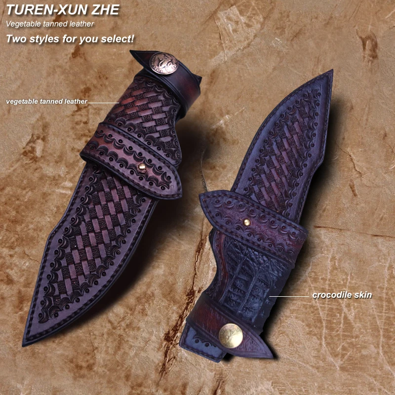 TUREN-Xun Zhe 60 HRC ручной работы дамасский охотничий прямой нож из розового