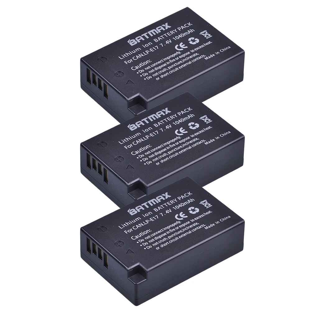 Batmax 3 шт. 7 4 в 1040 мАч LP E17 LPE17 батарея + ЖК зарядное устройство USB для Canon EOS M3 M5 M6 Rebel T6i