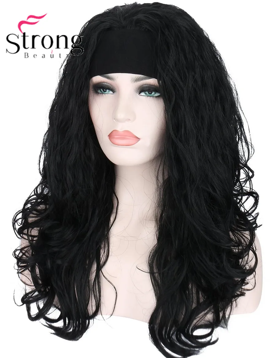Женский синтетический волнистый парик 24 дюйма 3/4 длинный с черной повязкой на