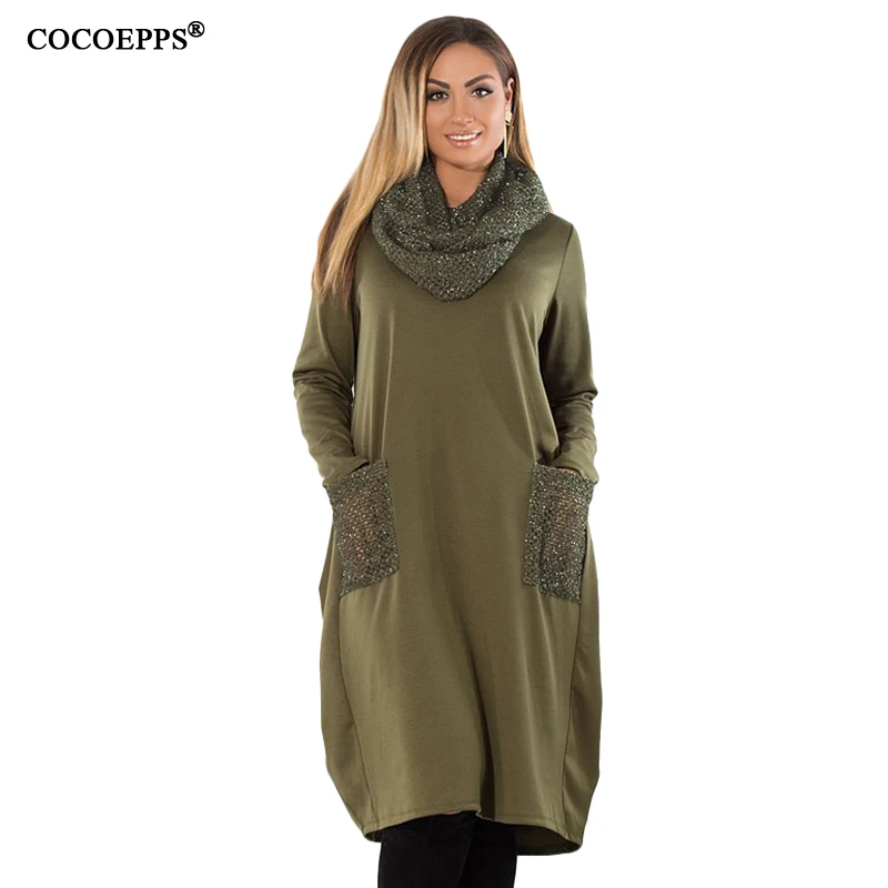 Новинка 2019 женская зимняя одежда COCOEPPS свободное женское платье большого размера
