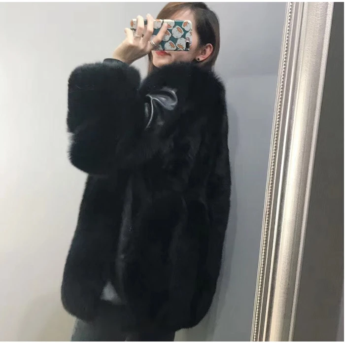 S-XL меховые пальто для женщин Зима Новая мода розовый натуральный мех пальто элегантная Толстая теплая верхняя одежда натуральный мех куртка Chaquetas Mujer