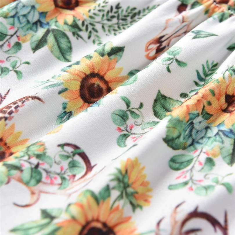 

Toddler Infant Baby Girls Sleeveless Sunflower Printed Bodysuit Plush Ball Tassels Lace-up Sling Romper For Baby Girl 3-24M A20