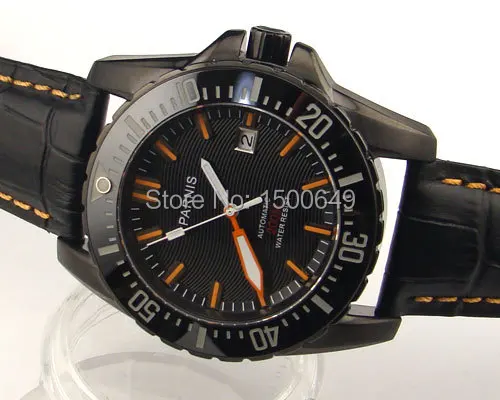 E994 Parnis PVD 43 мм черный циферблат автоматический 20ATM керамический ободок|watch watch|watches