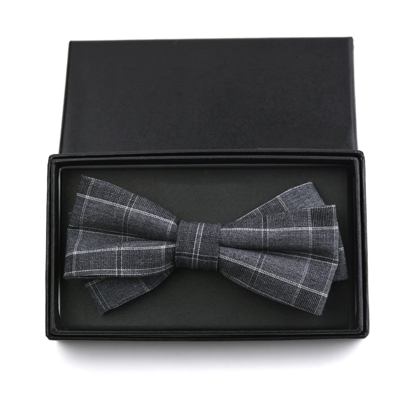 Мужской деловой галстук бабочка однотонная деловая рубашка в клетку подарочной