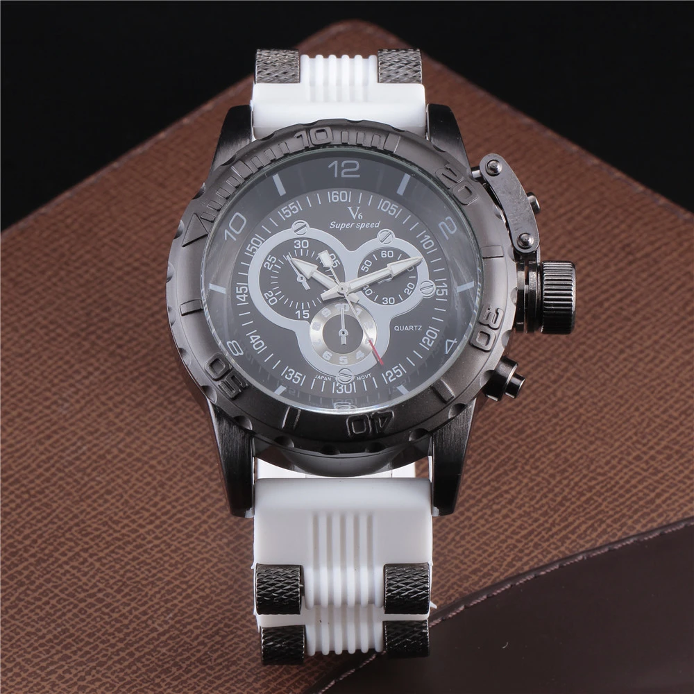 Мужские наручные часы V6 с резиновой лентой армейские военные мужские кварцевые
