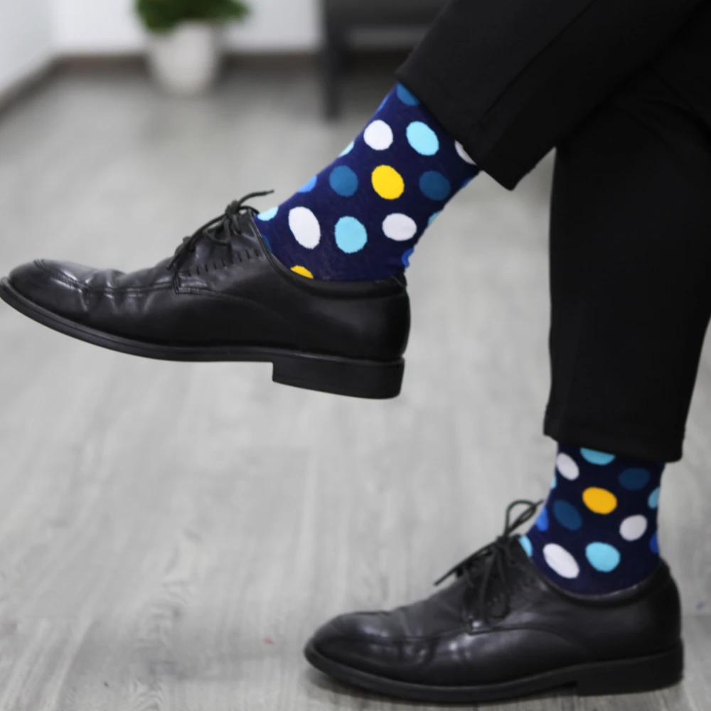 Мужские носки Match Up из чесаного хлопка Длинные цветные забавные большого размера