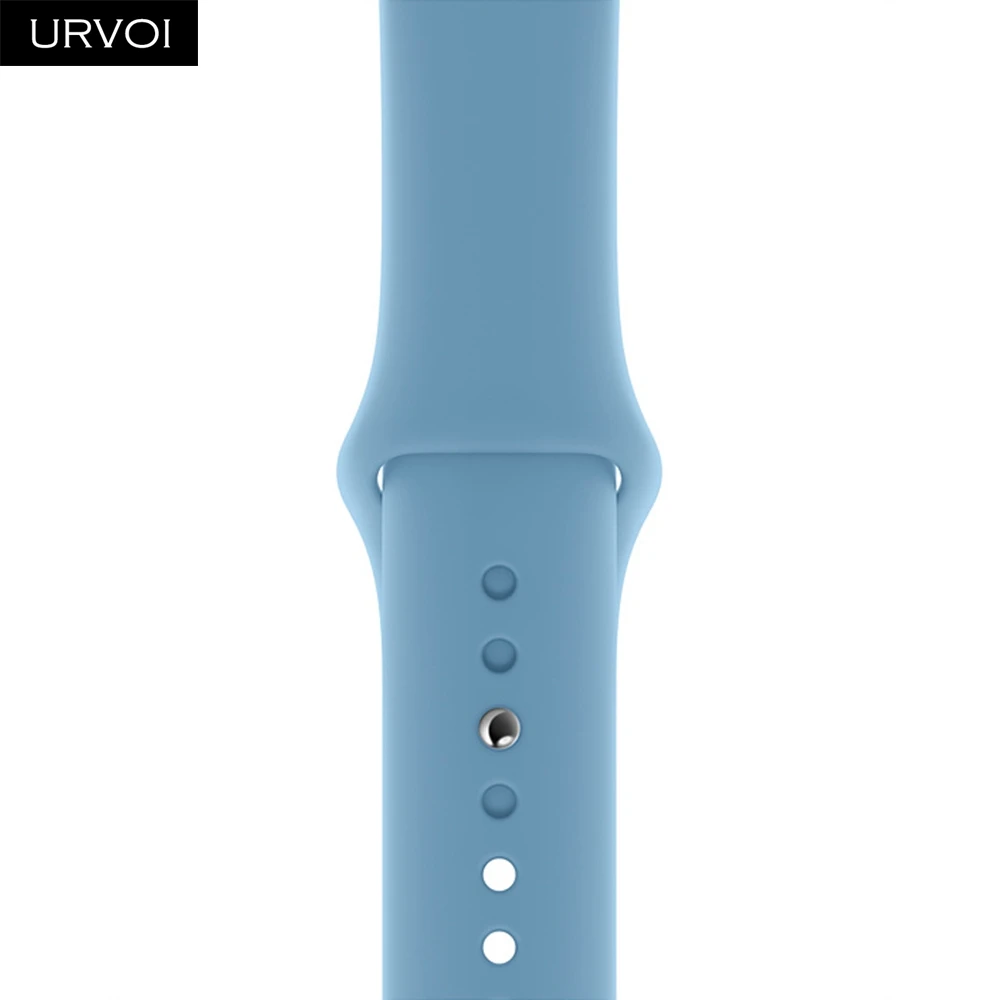 Cornflower Спортивный ремешок URVOI для apple watch 5, 4, 3, 2, 1, силиконовый ремешок для iWatch 40 мм, 44 мм, застежка на булавке и застежке, новинка, сосновый зеленый - Цвет ремешка: Cornflower