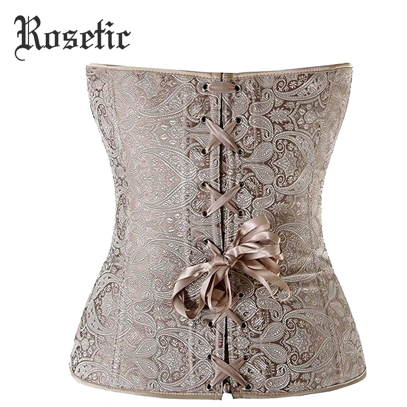 Rosetic бюстье Корсеты женские осенние короткие черные Лоскутные ремни на шнуровке серые осенние тонкие сексуальные бежевые Корсеты под грудь