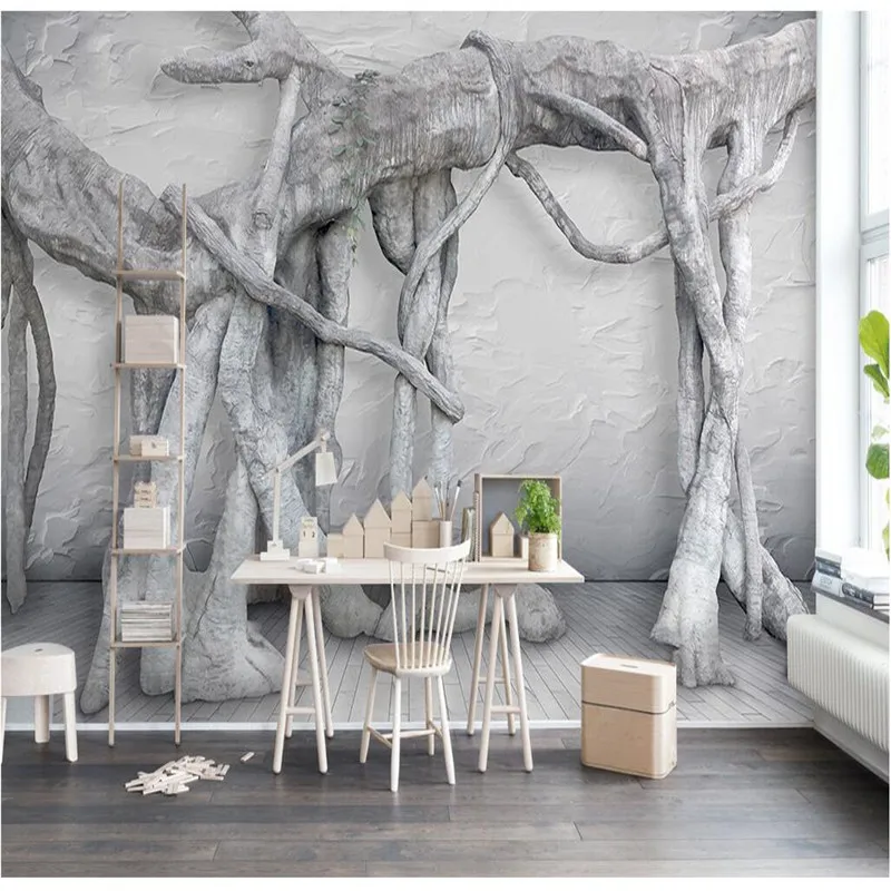 Пользовательские размеры фото фон настенная бумага большие корни дерева Ствол