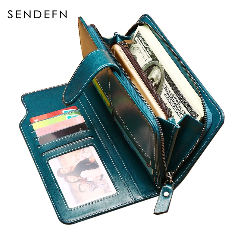 SENDEFN Новое поступление модные длинные женские кошельки Женский бумажник из