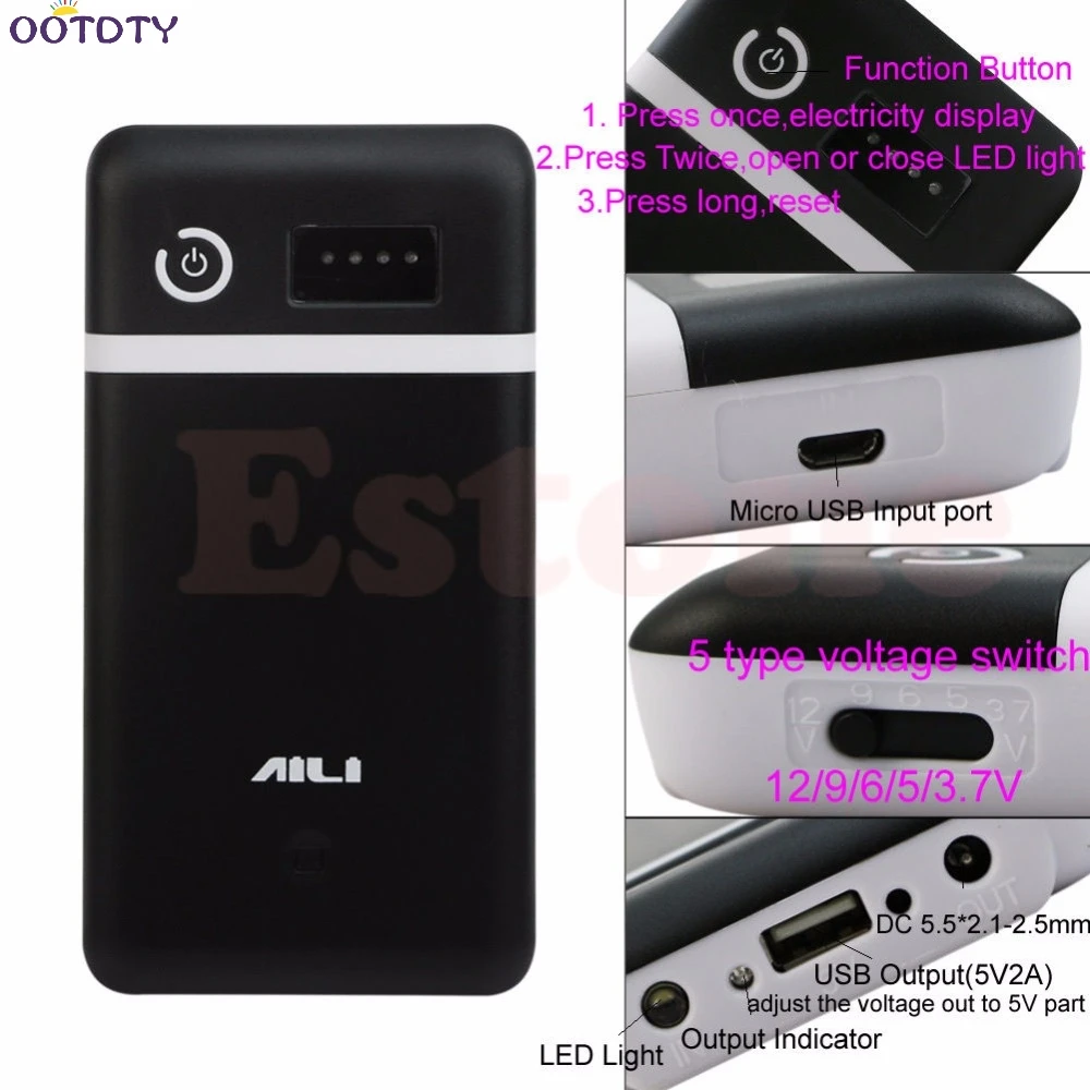 Мобильный Мощность банка коробка USB 3 6 V 5V 6V 9V 12V 6x18650 Батарея Зарядное устройство - Фото №1