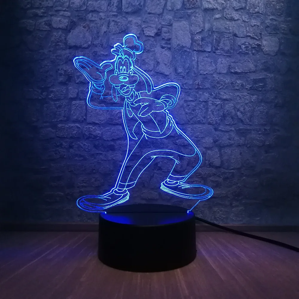 Творческий мультфильм Гуфи 3D светодиодный Ночник светильник RGB многоцветный 7