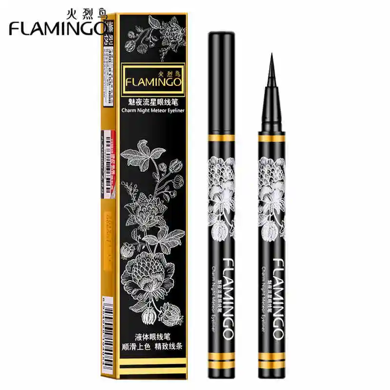 Free Shipping FLAMINGO Brand Eyeliner Beauty smooth water-resistance smudge-shield jet black volumizing liquid eyeliner 12006 |