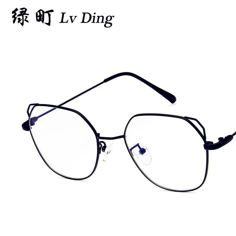 PLINTH Brille Okuma Gozluk Retro Cat Ears Metal Flat Mirror Trend Myopia Glasses Frame Polygon Literary Kickoff | Аксессуары для