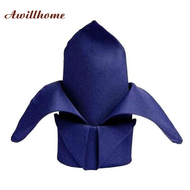 Awillhome 10 шт./лот 200gsm простые белые кружки полиэстер Набор салфеток салфетки 40x40 см Ресторан Прополка - Цвет: navy blue