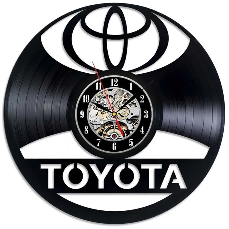 Car Logo Wall Clock Modern Design for Living Room 3D Decorative Hanging Vintage Vinyl Record Clocks Wall Watch Home Decor Silent