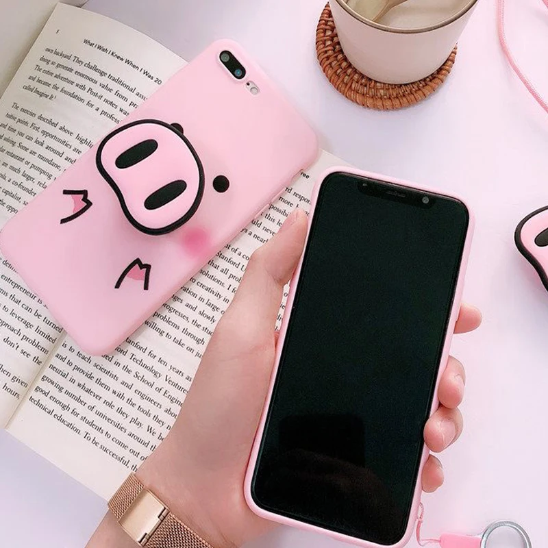 Pig nose mobile phone TPU soft rope strap protector for huawei NOVA 3E 3I Huawei P20 Honor 9 lite Mate 20 P |