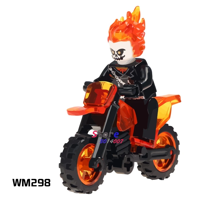Один Thor Ghost Rider мотоцикл Капитан Америка Antman люк клетка Tigress Blade строительные блоки кирпичи игрушки для детей - Цвет: WM298