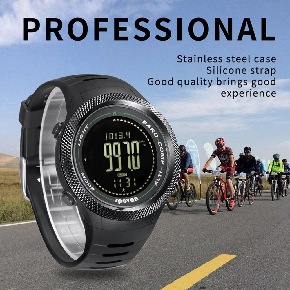 Spovan мужские умные цифровые часы альтиметр барометр шагомер компас спорт на