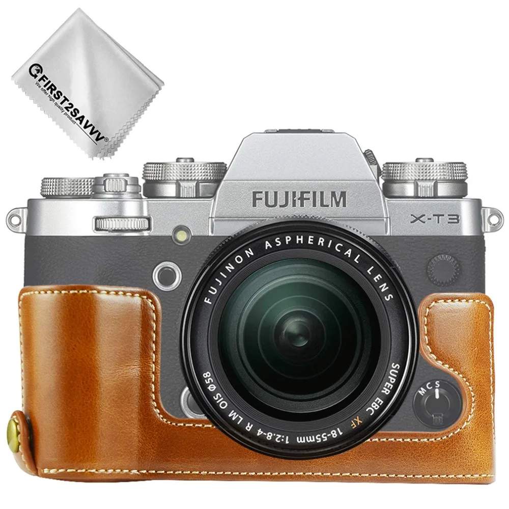 Половина тела из искусственной кожи чехол камера сумка для Fujifilm Fuji X-T2 XT2 X-T3 XT3 набор крышка с отверстием батареи
