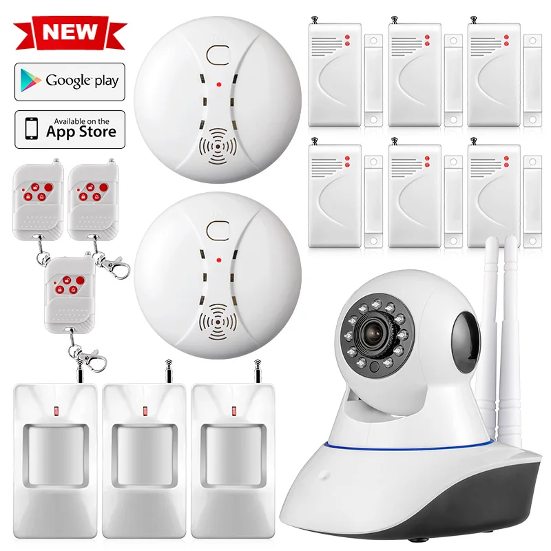 Kit5 Двойная антенна WiFi ip-камера детектор дыма домашняя система охранной сигнализации приложение дистанционное управление CCTV камера детский монитор - Цвет: Kit5