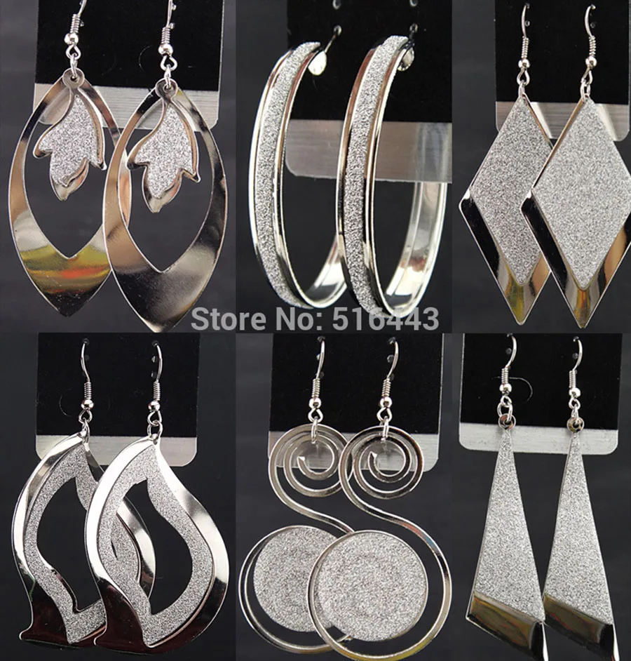 Лидер продаж 6 пар разные стильные модные Серебряные Матовые серьги подвески для