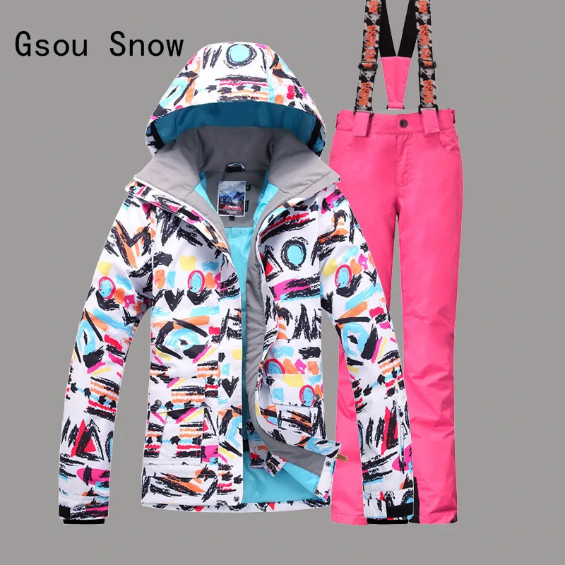 Женский лыжный костюм ветрозащитная водонепроницаемая Спортивная одежда для