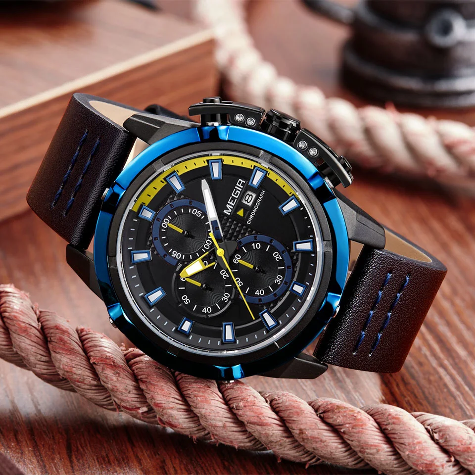 

Mens Watches Top Brand Luxury New Fashion Business Quartz Watch Men Leather Waterproof Sports Watches Relogios Black Blue Whatch