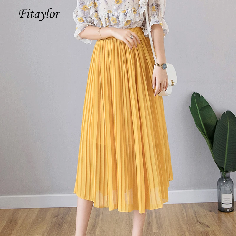 Fitaylor женские летние шифоновые юбки конфеты цветов сладкий Эластичный Высокая
