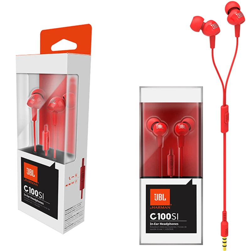 20 шт. JBL C100Si Оригинальный 3 5 мм проводные стерео наушники глубокий бас гитара