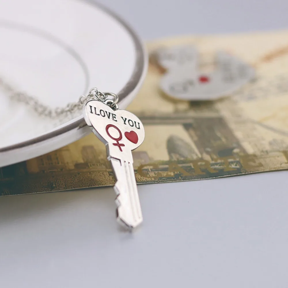 Горячая продажа пара I LOVE YOU письмо брелок сердце Серебристая любимая цепочка для