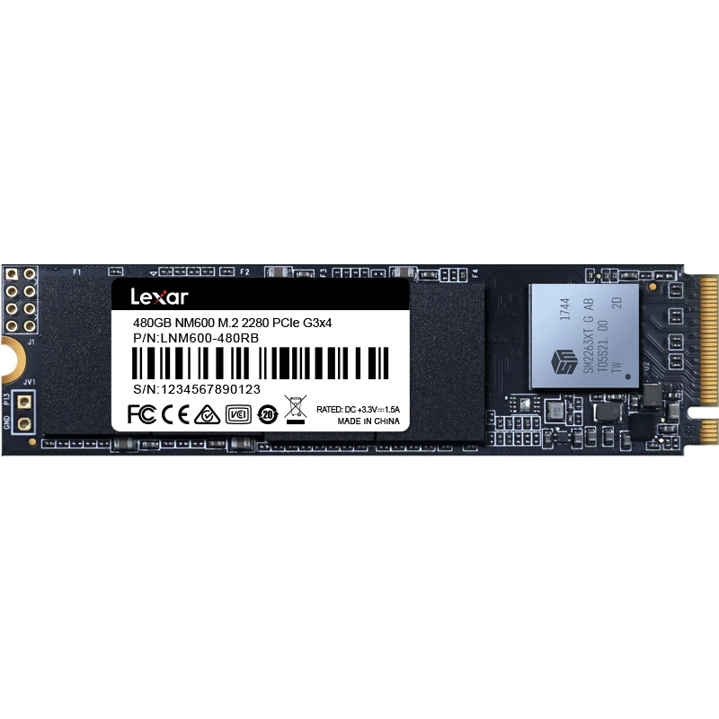 Lexar NM600 3D NAND SSD 480 ГБ M.2 2280 NVMe PCIe Gen3x4 Внутренний твердотельный жесткий диск HDD для