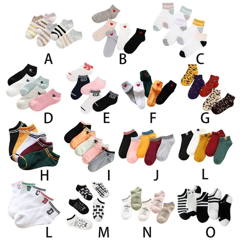 15 Styles Women Unisex Korean Cotton Short Boat Socks Non-Slip Ribbed Sweet Girls Leopard Cute Cat Printed Hosiery Random Color | Женская