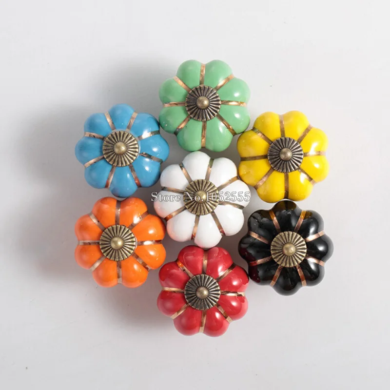 10 шт. в форме тыквы керамические дверные ручки шкаф ящик комод ручка креативные