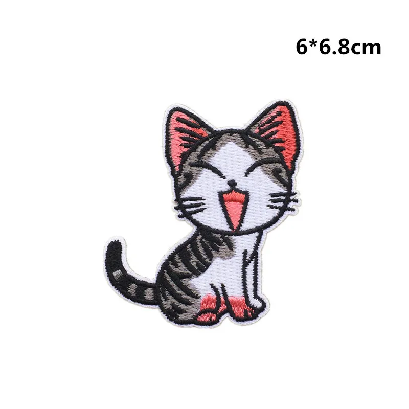 Изысканная комбинированная тканевая наклейка Lucky Cat Kitty с компьютерной вышивкой