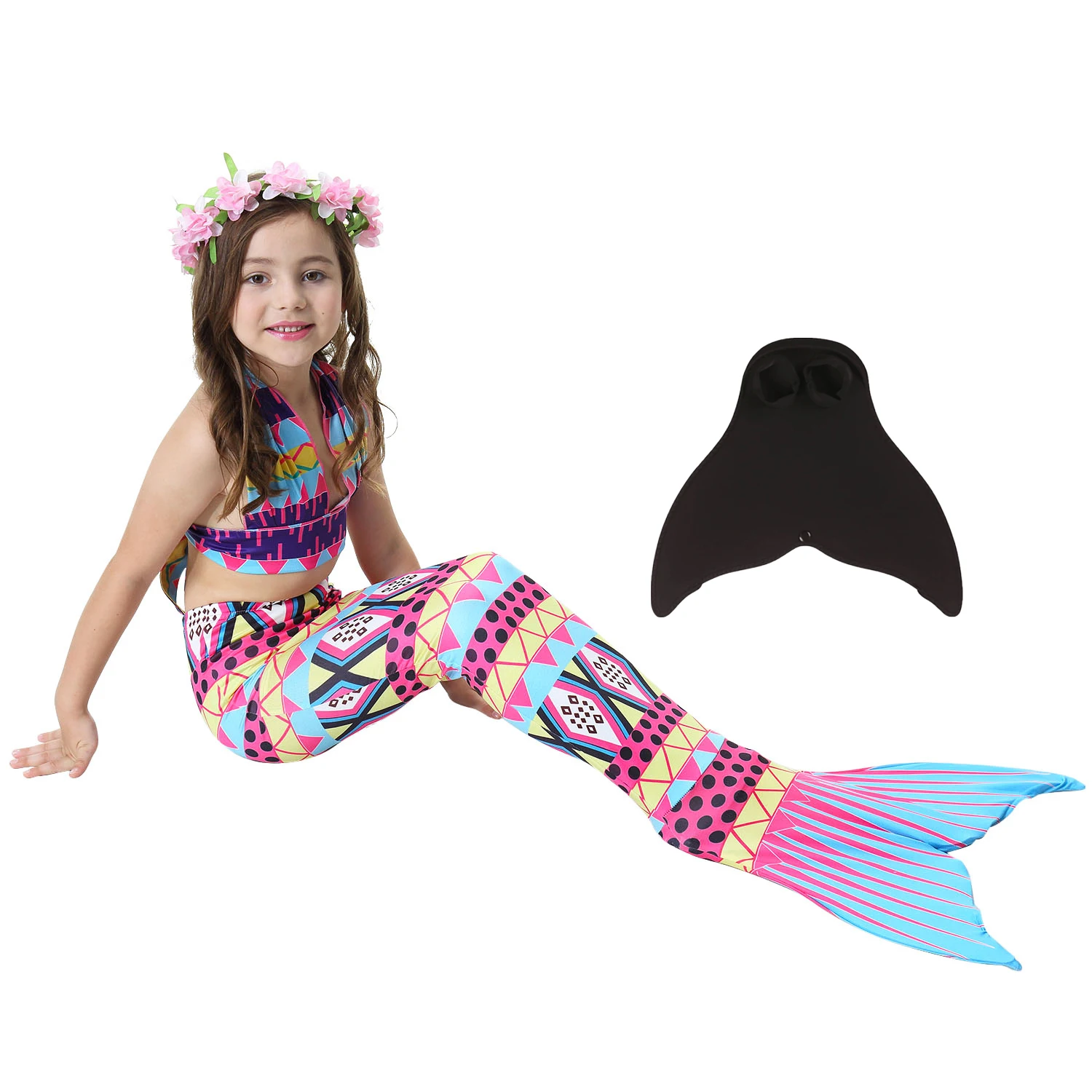 Новые хвосты маленькой русалки для плавания костюм детей одежда с хвостом бикини