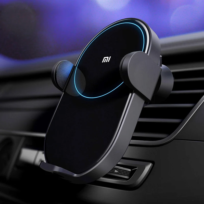 Xiaomi Mi Беспроводной автомобиля Зарядное устройство 20 Вт макс Электрический автоматический Pinch 2.5D Стекло кольцо Горит зарядки для Смартфон Xiaomi MI