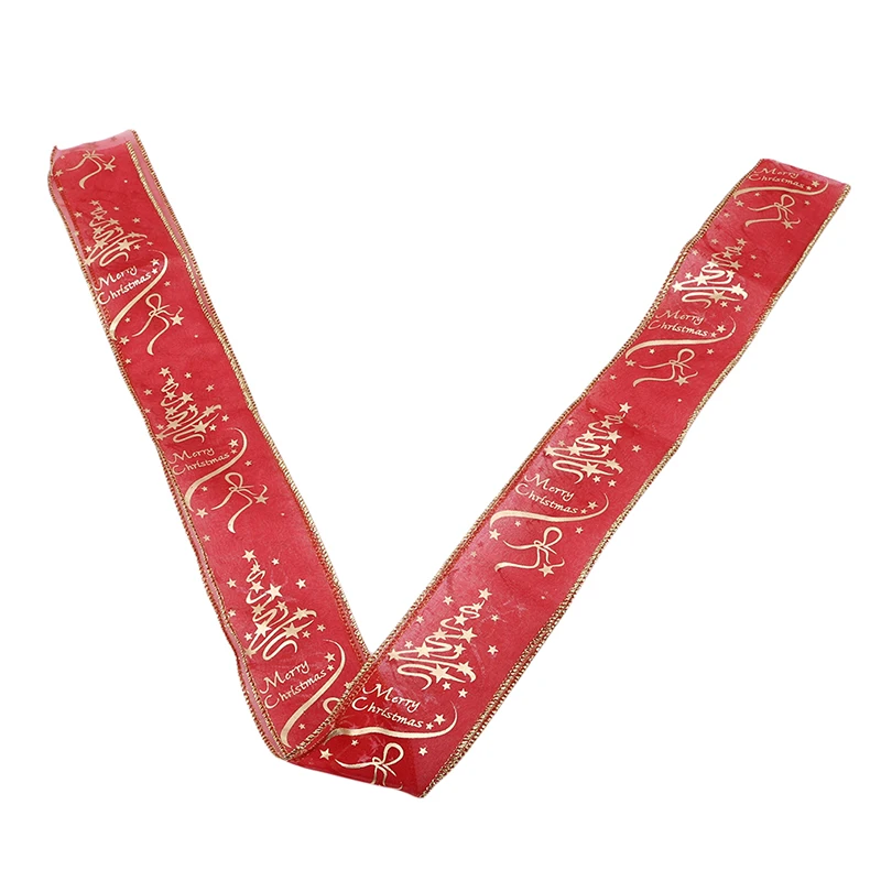 200 см красная Золотая Корейская лента с цветочным принтом для рождественской