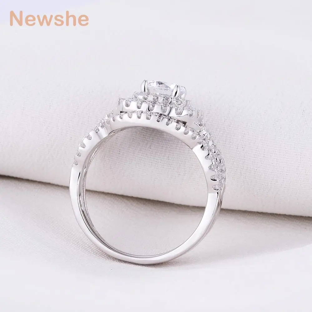 Newshe 2 шт. наборы свадебных колец классические ювелирные изделия 1.9Ct AAA CZ подлинные 925 стерлингового серебра обручальные кольца для женщин JR4844