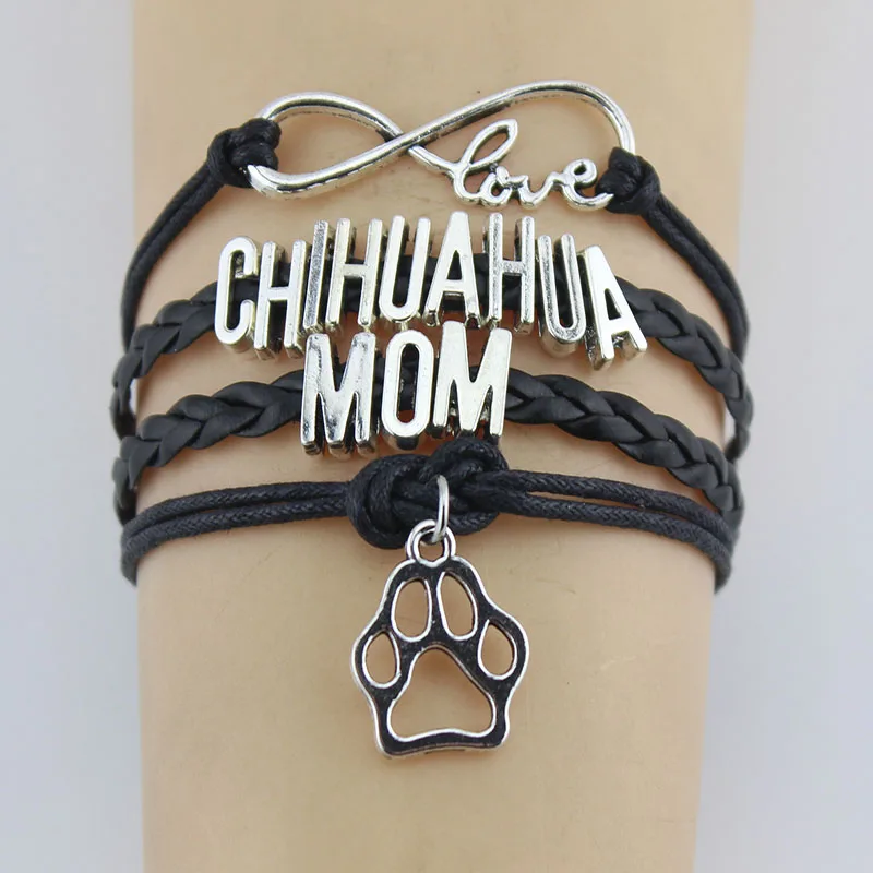Бесконечность любовь Чихуахуа мама браслеты лапа очарование ручной работы