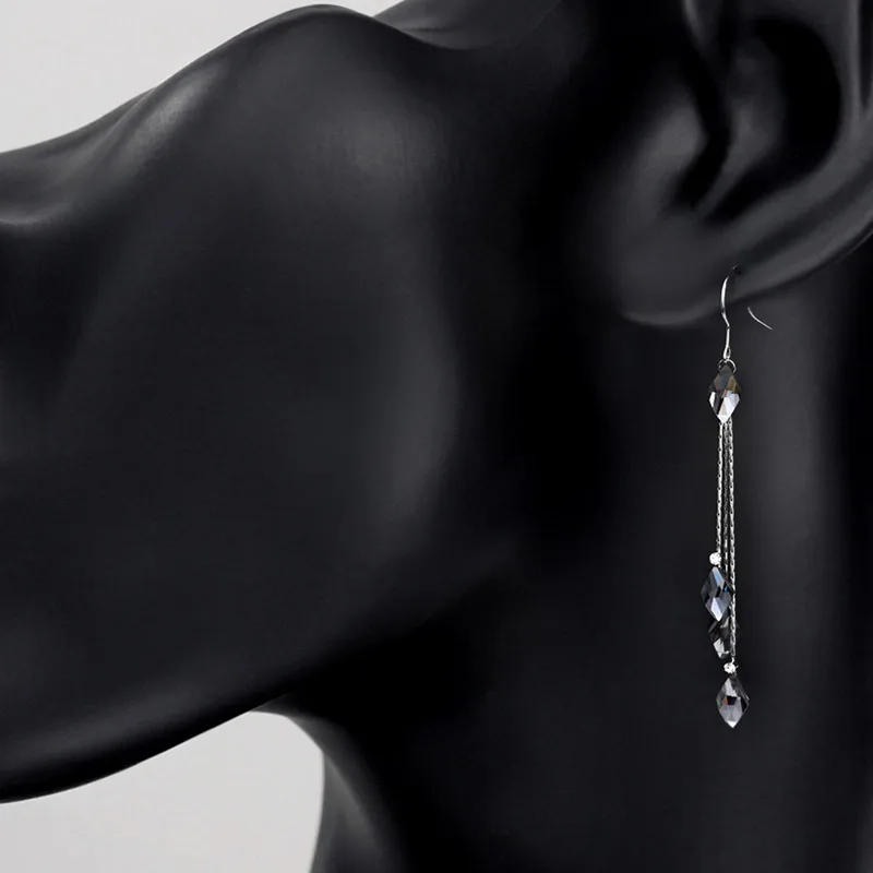 Женские свадебные Висячие серьги Neoglory с синими кристаллами и длинной кисточкой