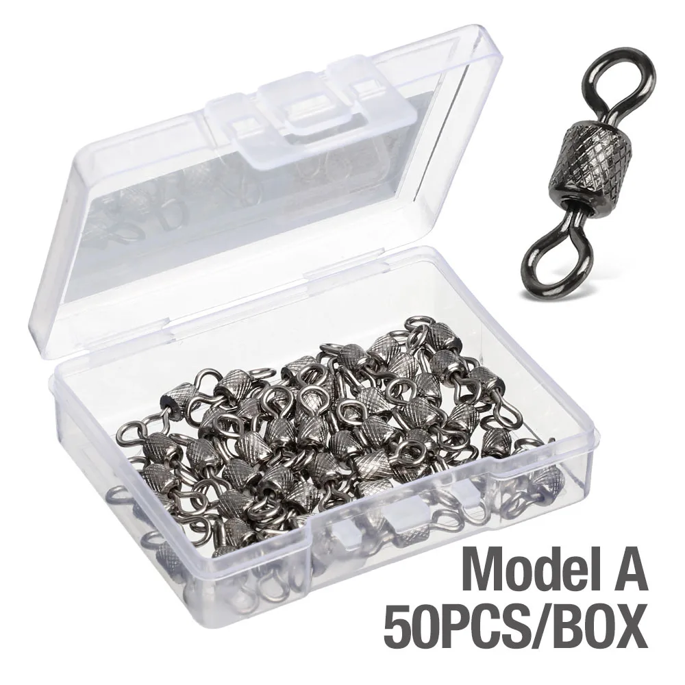 Model A 50PCS DONQL 50/100 шт. баррель прокатный поворотные рыболовные разъем 1#-12# Подшипник вращающиеся Твердые кольца для удочка рыболовные принадлежности - Цвет: Model A 50PCS