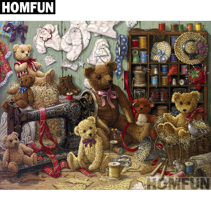 HOMFUN Набор для алмазной вышивки Медведь алмазная живопись 5D сделай сам с